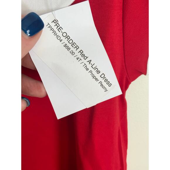 The Proper Peony RED A-LINE DRESS WITH HEART POCKETS NWT 4T‎ - Picture 5 of 5